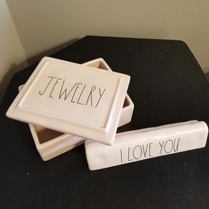 Rae Dunn jewelry box and sign